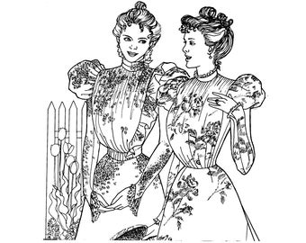 Past Patterns 0207 - Late 1890s Side Closing Bodice Sewing Pattern Past Patterns original bust 32-41 2 variations included