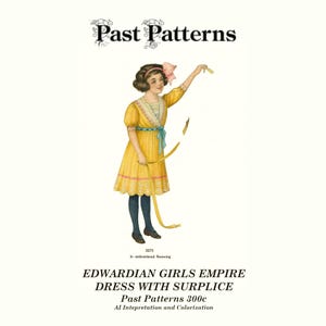 Patrons de couture robe empire pour filles avec surplis à la taille milieu des années 1910 pour buste de 10 ans, reproduction 27 b27 Butterick