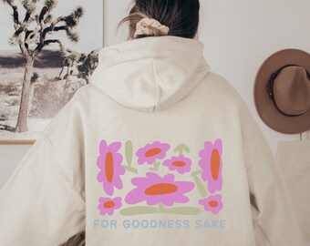 Off White Hoodie With Flower and Words 