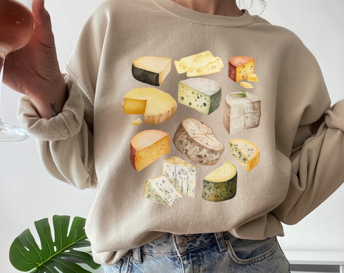 Felpa per amante del formaggio, camicia da commerciante di formaggio, estetica ragazza italiana, regalo divertente per buongustai, camicie alimentari da uomo, maglione per feste di salumi