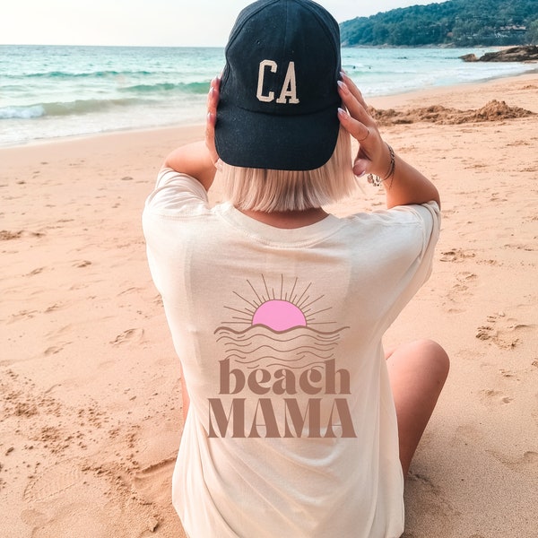 Beach Mama T-shirt, Mommy and Me Shirts for Vacation, Custom Matching Family Spring Break Tshirt, Oversized Swimsuit Coverup for Girls Trip