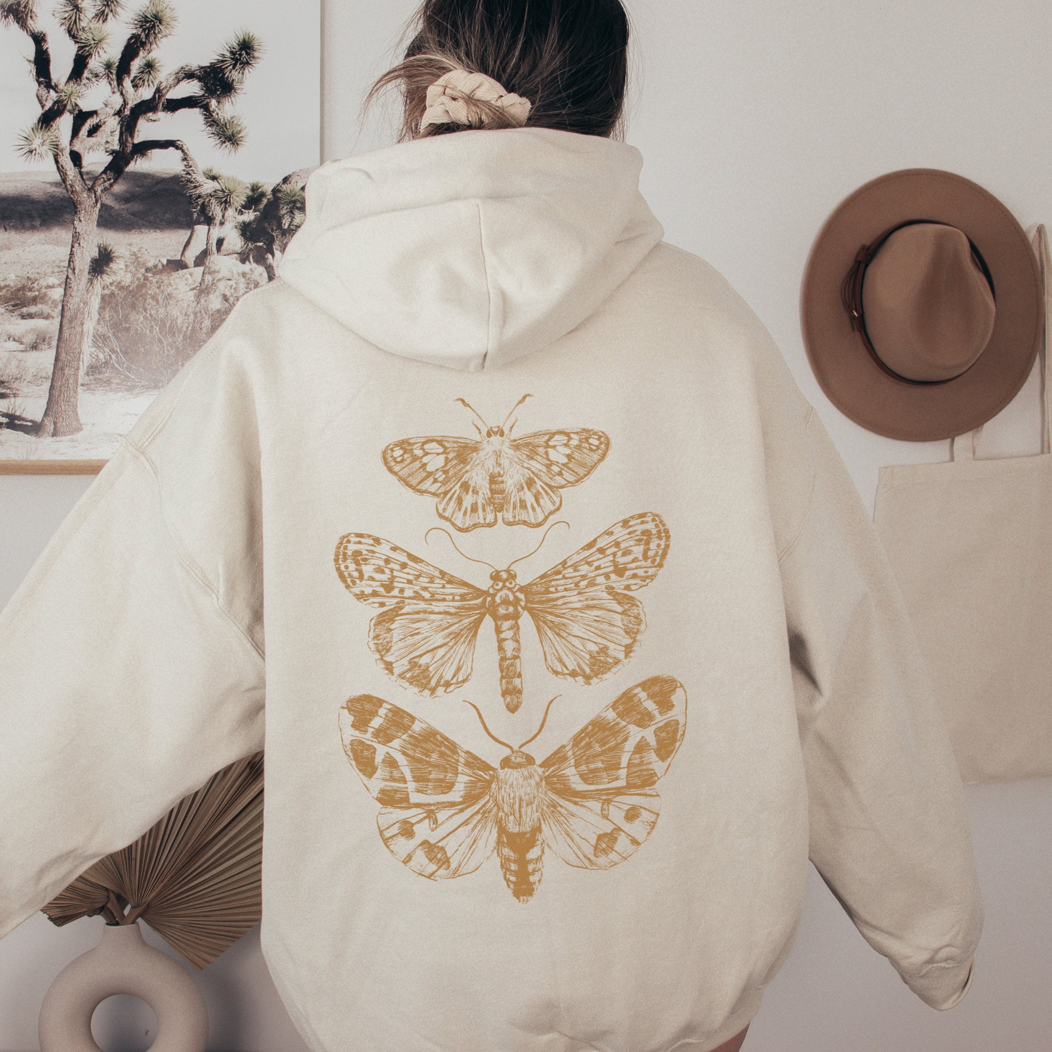 White hoodie with butterfly sale