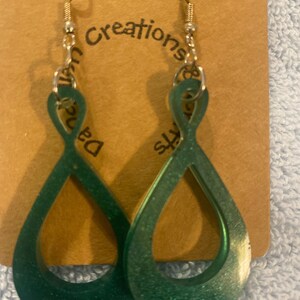 Green resin earrings