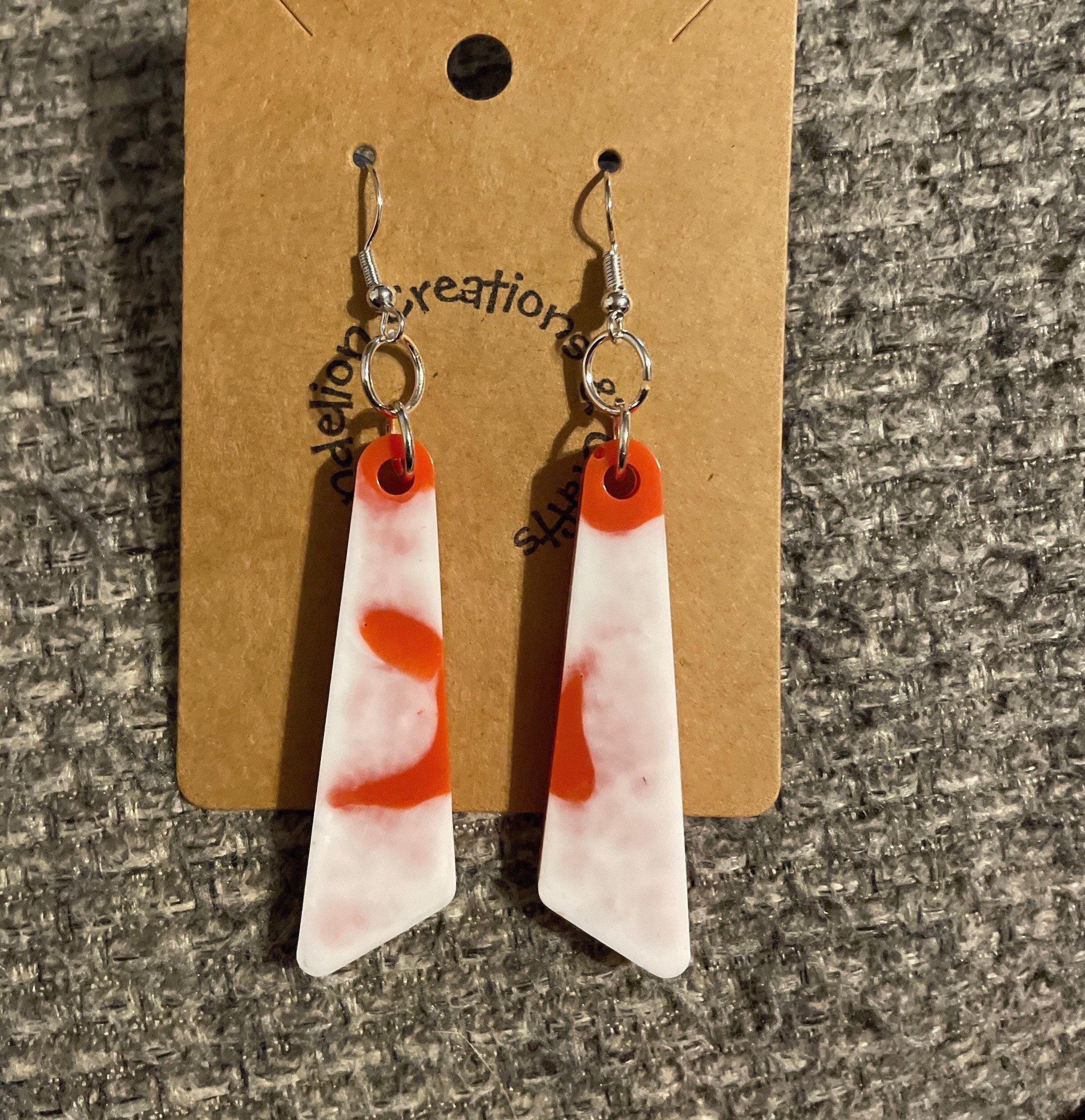 Orange & White Dangle Earrings (2022493) - Etsy