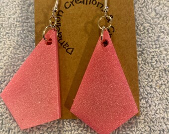 Pink triangular earrings