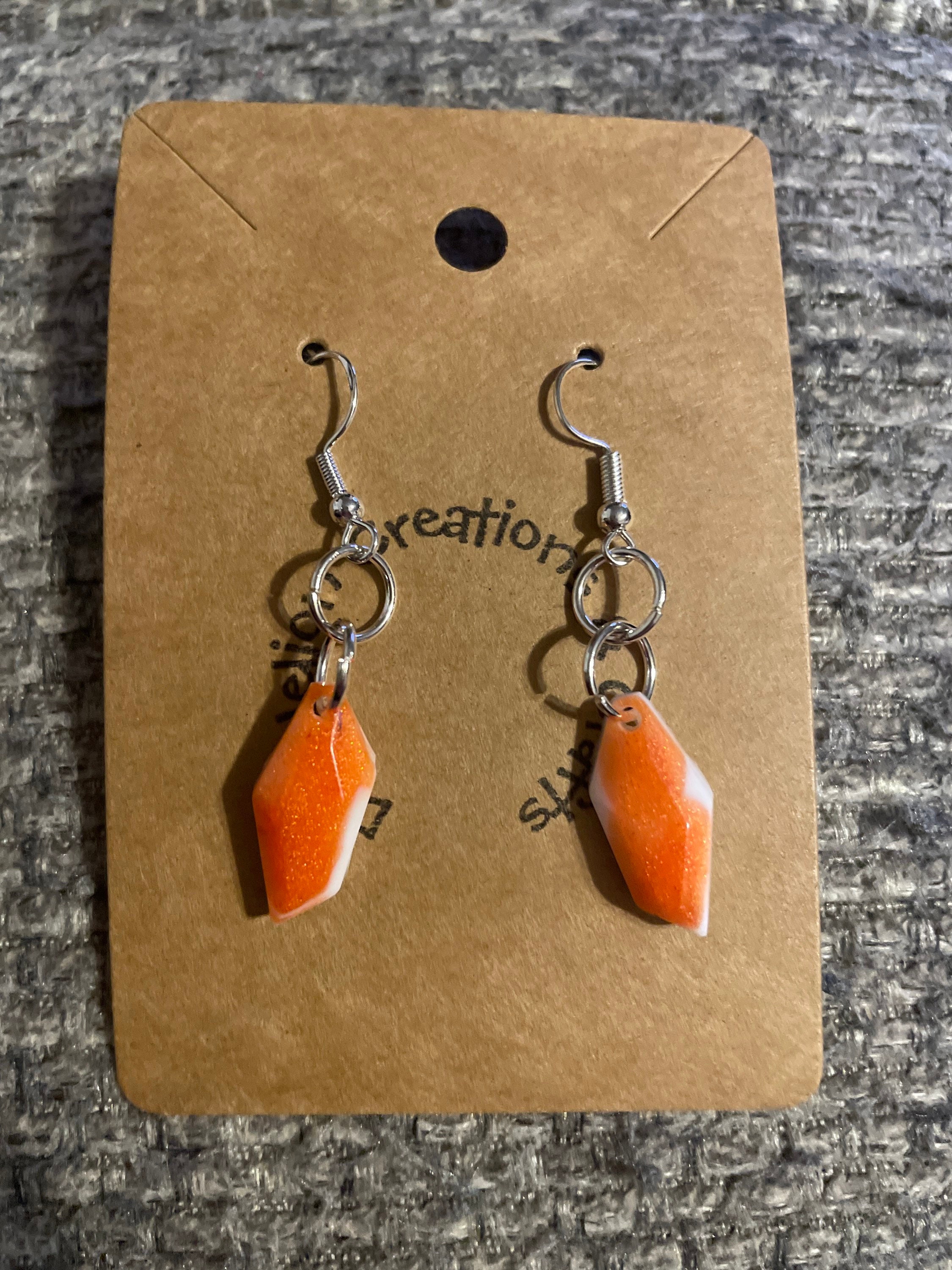 Orange & White Small Dangle Earrings (2022499) - Etsy