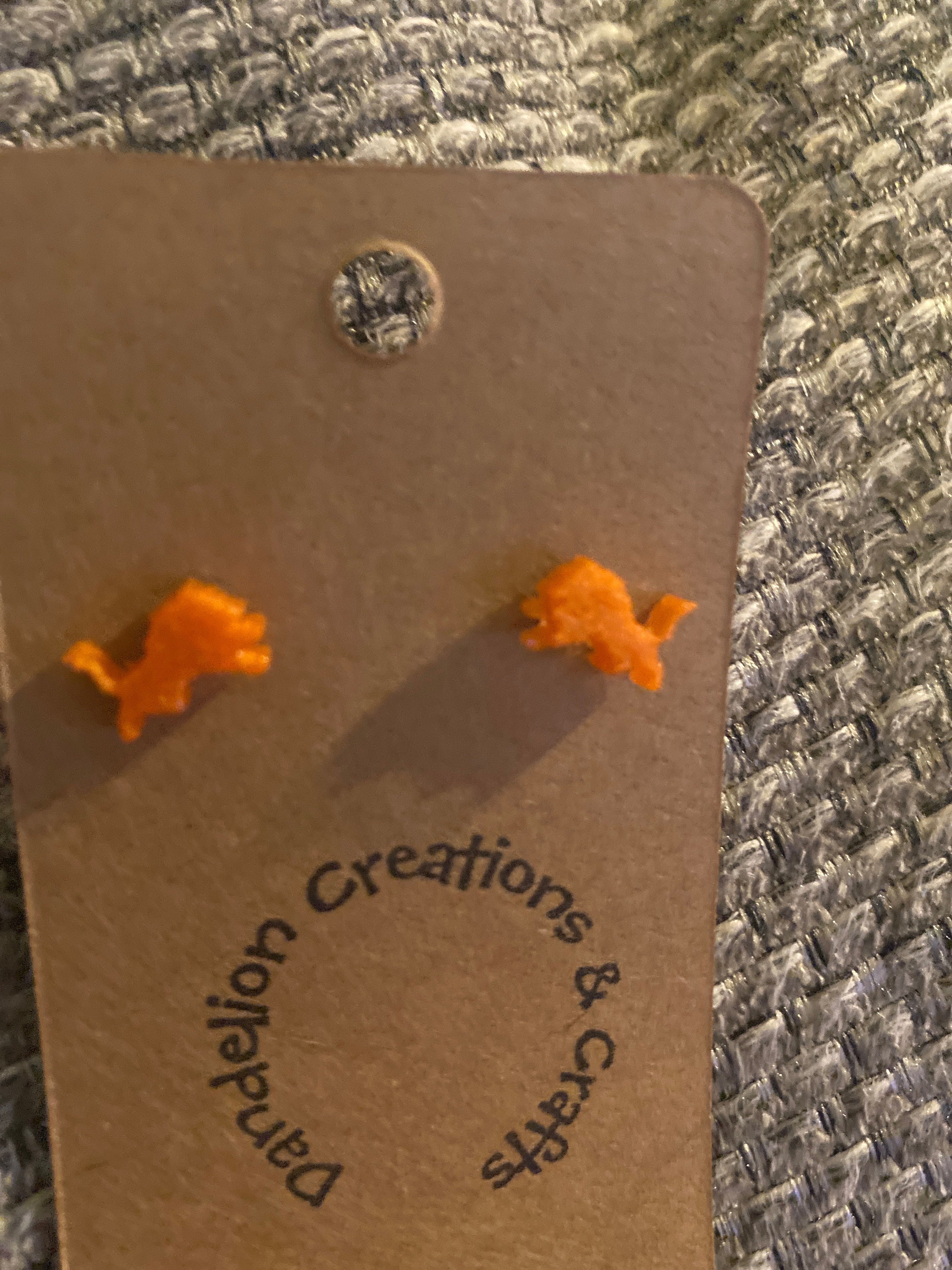 Small Orange Lion Stud Earrings (20231899)(20232140) - Etsy