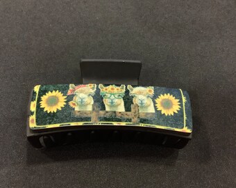 Alpaca & Sunflowers Hair Clip- Large