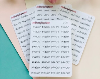 PAYDAY - Mini Script Stickers | Transparent Minimal Functional Planner Stickers | Bullet Journal | S-24