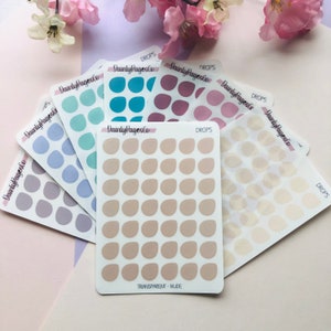 TRANSPARENT DROPS Stickers | 0.35&quot; Droplet Stickers | Minimal Functional Planning | Bullet Journal