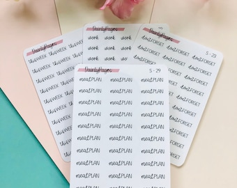 MEAL PLAN - Mini Script Stickers | Transparent Minimal Functional Planner Stickers | Bullet Journal | S-29