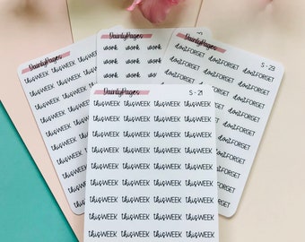 THIS WEEK - Mini Script Stickers | Transparent Minimal Functional Planner Stickers | Bullet Journal | S-21