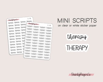 THERAPY Mini Script Stickers | Transparent Minimal Functional Planner Stickers | Bullet Journal | S-35