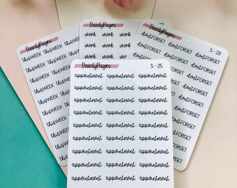 APPOINTMENT - Mini Script Stickers | Transparent Minimal Functional Planner Stickers | Bullet Journal | S-25