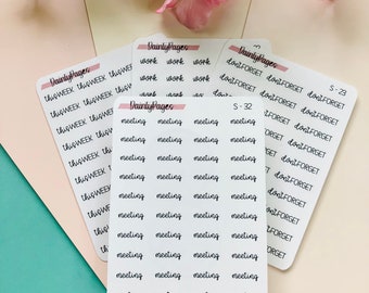 MEETING - Mini Script Stickers | Transparent Minimal Functional Planner Stickers | Bullet Journal | S-32