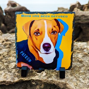 Cão padroeiro Ucrânia Rock Tile Stop Putin Stop War na Ucrânia Placa de pedra de ardósia de sublimação de foto personalizada Telhas de ardósia personalizadas Presente personalizado