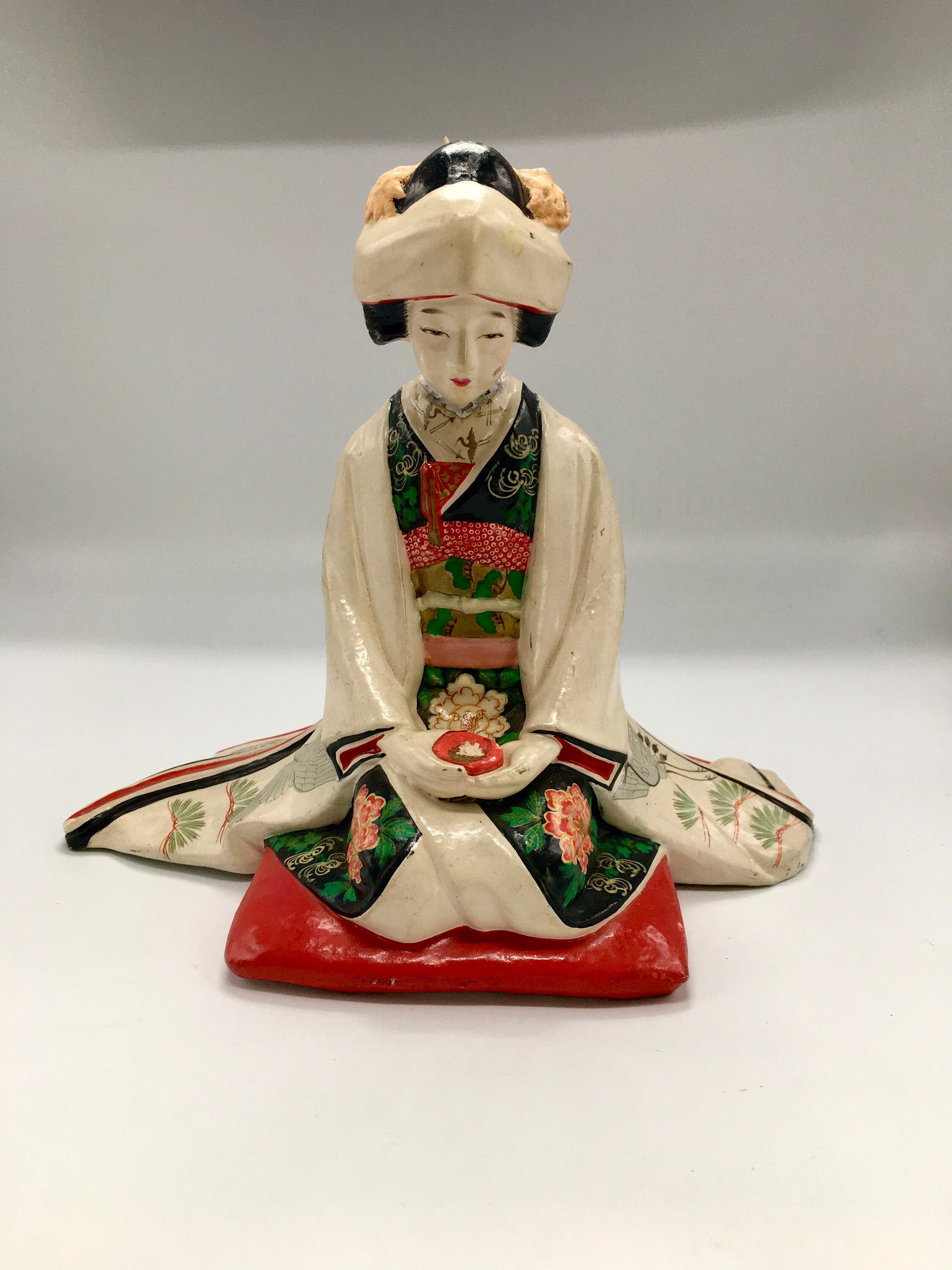 Vintage Rare Ceramic 8 Japanese Hakata Urasaki Clay Doll Washable Bride