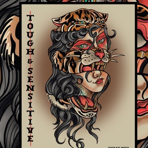 Tough and sensitive traditional tattoo art print