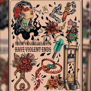 Foglio di tatuaggi Violent Delights