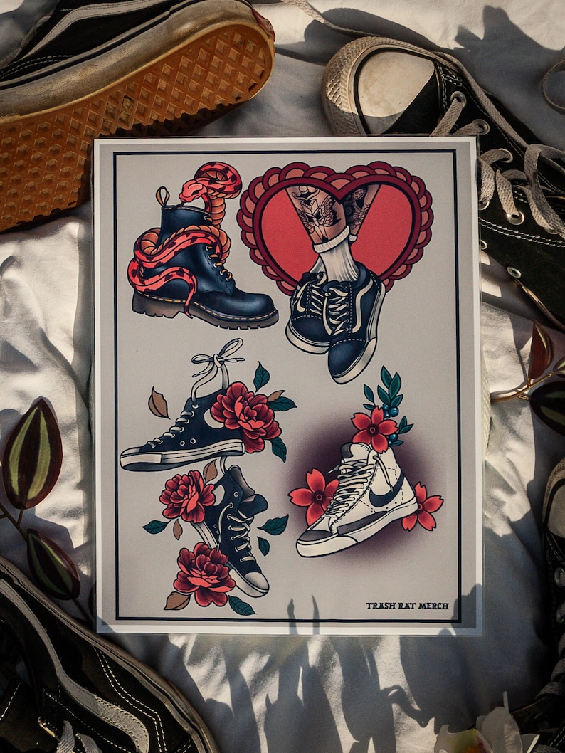 Sneakerhead Tattoo Flash Sheet Etsy