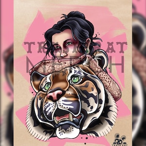Neotraditional Tiger Girl Art Print