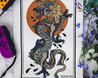 Light Dragon Tattoo Print from Zelda: Tears of the Kingdom