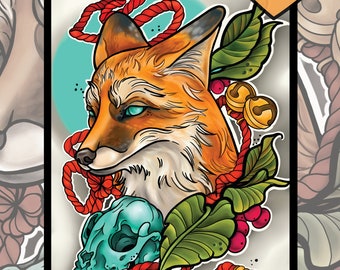 Neotraditional fox print