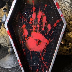 Coffin Tray with blood splatter print