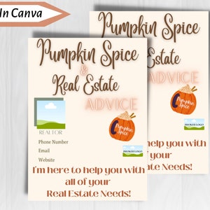 Realtor Pop By Tag|Pumpkin Spice and Real Estate Advice |Printable|Canva Template|Fall Marketing|Realtor Gift Tag| Client Printable DIY