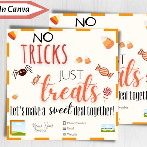 Makler Pop By Tag|Keine Tricks Just Treats |Printable|Canva Template|Herbst Marketing|Geschenkanhänger für Makler| Kunden Druckbare DIY|Kunde Geschenkanhänger