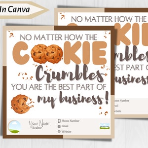 Client Pop By Tags|Cookie Crumbles|Printable|Canva Template|Small Business Fall Marketing|Realtor Gift Tag| Client Printable DIY|RealEstate