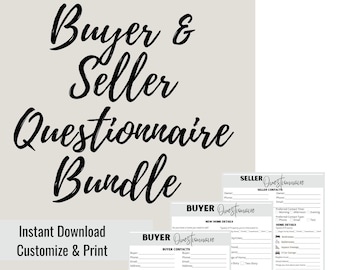 Real Estate Handout | Seller Questionnaire Form | Buyer Questionnaire Form|Client Form|Realestate Marketing|Realtor Templates|Canva Template