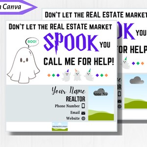 Etiqueta de regalo para agente inmobiliario // Imprimible / Plantilla de Canva / Marketing / Etiqueta de regalo para agente inmobiliario / Etiqueta de regalo para cliente / Etiqueta de Halloween para agente inmobiliario / Regalo para clientes