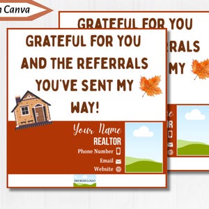 Realtor Pop By Tag|Grateful|Printable|Canva Template|Fall Marketing|Realtor Gift Tag|Printable|Client Pop By Tag|Fall Client Tag|Referral