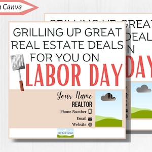Realtor Pop By Tag||Printable|Canva Template|Marketing|Realtor Gift Tag|Client Pop By Tag|Realtor Tag|Real Estate|Great Deals|Labor Day