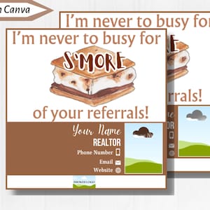 Realtor Pop By Tag|S&#39;MORE Referrals|Printable|Canva Template|Fall Marketing|Realtor Gift Tag|Printable DIY|Client Pop By Tag|Fall Client Tag