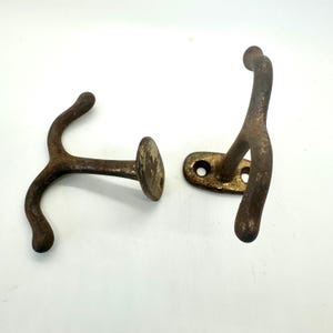 Vintage Rusty Double Brass Hooks - Set of 2