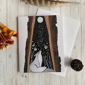 Cartão de felicitações Rose Wolf | Cartão de felicitações Wolf | Arte impressa Rose Wolf | Uivo de lobo | Animais totêmicos | Animais espirituais | Lobo