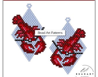 Beaded Lobster Brick Stitch Earrings PDF pattern for miyuki delica 11/0 seed beads #620