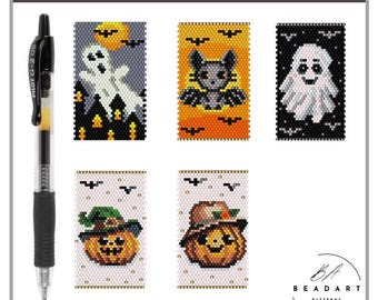 Halloween Even Count Peyote Pen Wrap for Pilot G2 PDF patterns for miyuki delica 11/0 seed beads