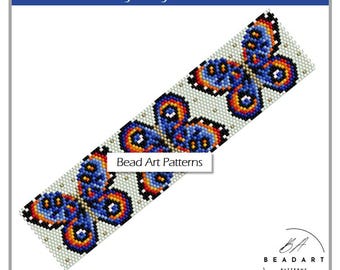 Butterflies peyote bracelet seed bead PDF pattern for miyuki delica 11/0 seed beads #421