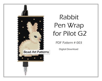 Beaded Rabbit Pen Wrap for Pilot G2 PDF pattern for miyuki delica 11/0 seed beads pattern #003