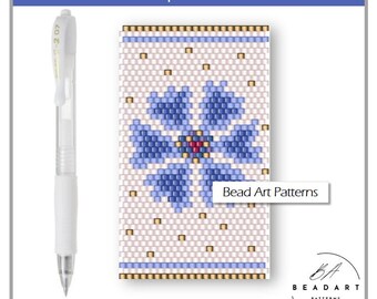 Beaded Cornflower pen wrap cover Pilot G2 peyote pattern for miyuki delica 11/0 seed bead pattern #647