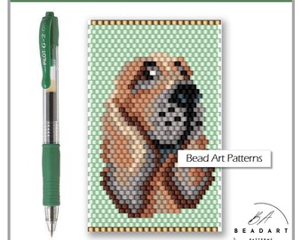 Bloodhound Dog pen wrap cover for Pilot G2 PDF pattern for miyuki delica 11/0 seed beads pattern #615