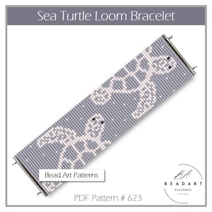 Beaded Sea Turtle loom bracelet PDF pattern for miyuki delica 11/0 seed beads #623