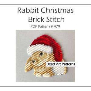 Rabbit Christmas brick stitch bead PDF pattern for miyuki delica 11/0 seed beads #479