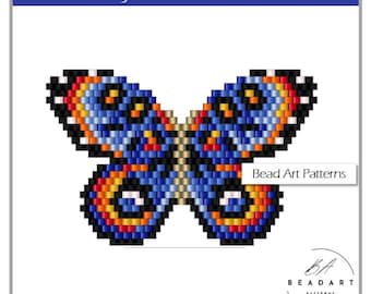 Butterfly brick stitch bead PDF pattern for miyuki delica 11/0 seed beads #420