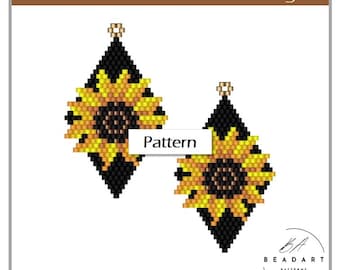 Solrosörhängen Tegelmönster PDF för Miyuki Delica 11/0 Ross Beads #006
