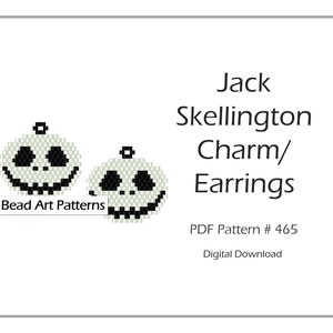 Jack Skellington Perlen Anhänger Ohrringe Ziegelsteinstich PDF-Muster für Miyuki delica 11/0 Rocailles 11/0 #450