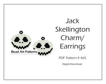 Jack Skellington kralen bedel oorbellen steensteek pdf-patroon voor miyuki delica 11/0 rocailles #450